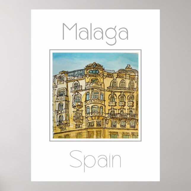Travel poster for Malaga Spain (Front)