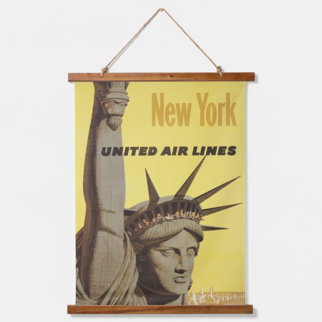 Travel Poster For New York, United Air Lines Hanging Tapestry (Front)