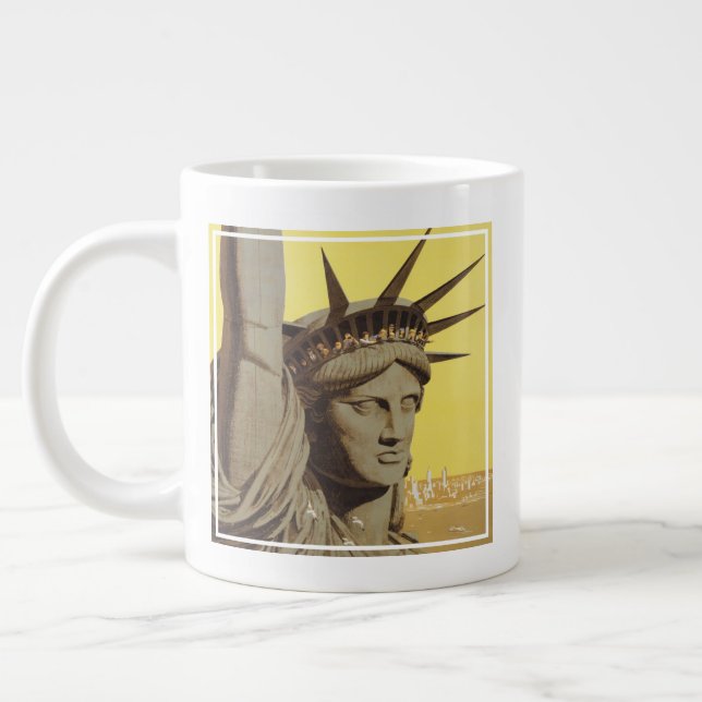 Travel Poster For New York, United Air Lines Large Coffee Mug (Left)