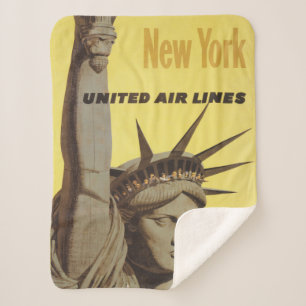 Travel Poster For New York, United Air Lines Sherpa Blanket