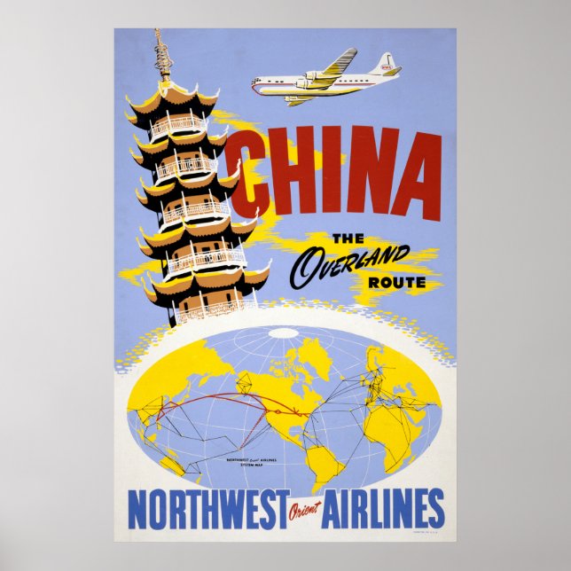 Travel Poster For Northwest Orient Airlines (Front)