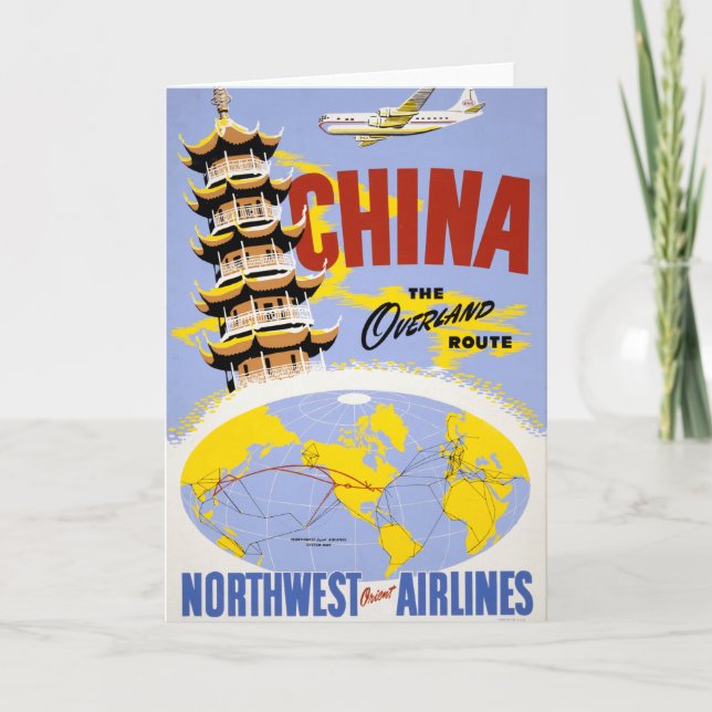 Travel Poster For Northwest Orient Airlines Card (Front)