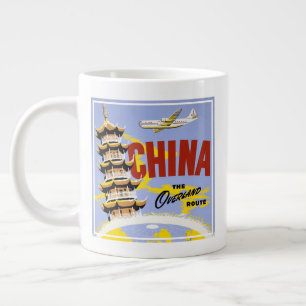 Travel Poster For Northwest Orient Airlines Large Coffee Mug