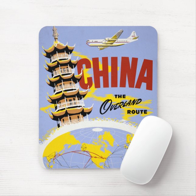 Travel Poster For Northwest Orient Airlines Mouse Mat (With Mouse)