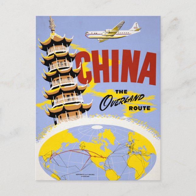 Travel Poster For Northwest Orient Airlines Postcard (Front)