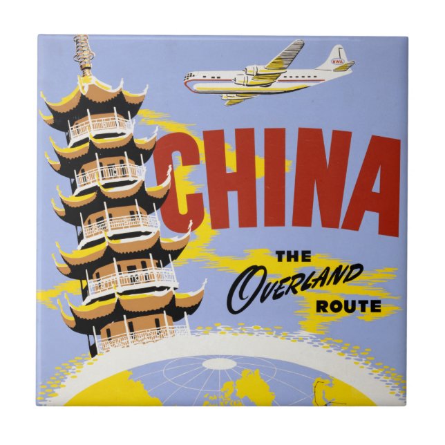 Travel Poster For Northwest Orient Airlines Tile (Front)