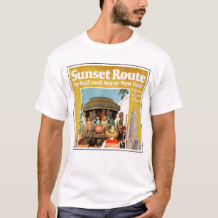 Travel Poster For The Sunset Route By Rail And Sea T-Shirt