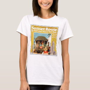 Travel Poster For The Sunset Route By Rail And Sea T-Shirt