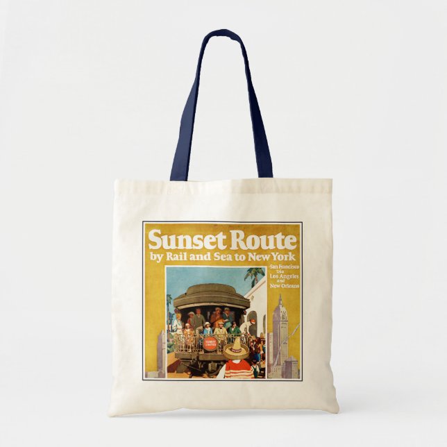 Travel Poster For The Sunset Route By Rail And Sea Tote Bag (Front)