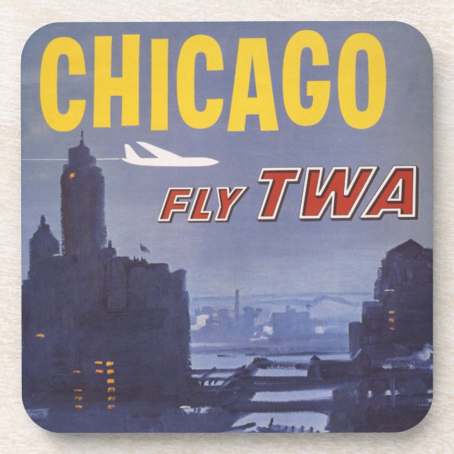 Travel Poster For Trans World Airlines Flights Coaster (Front)