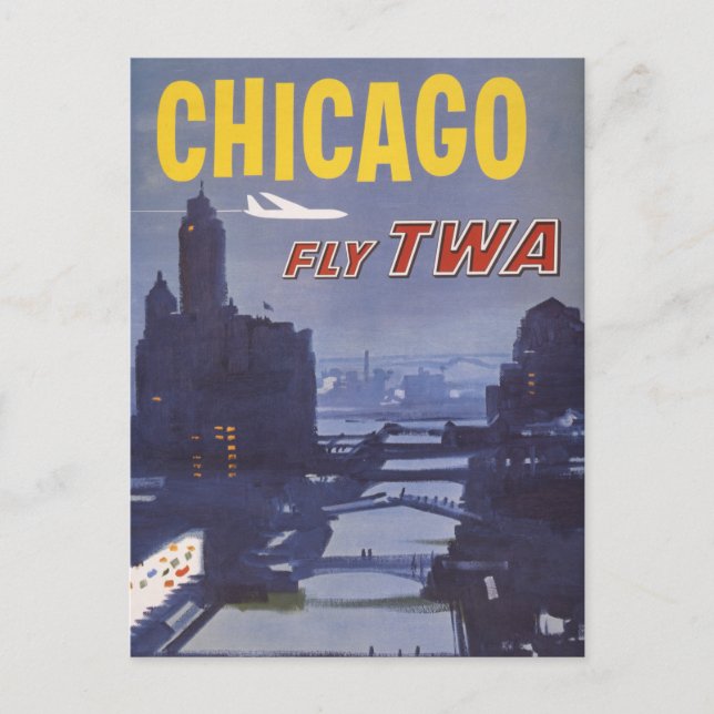 Travel Poster For Trans World Airlines Flights Postcard (Front)