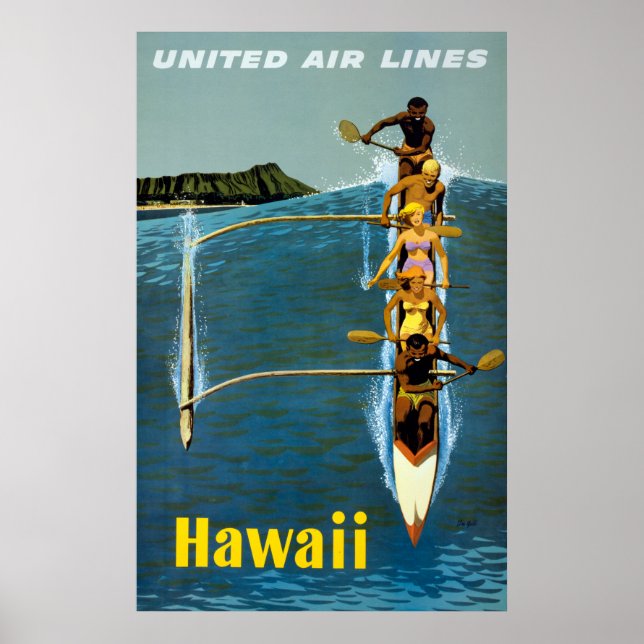 Travel Poster For United Air Lines To Hawaii (Front)