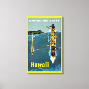 Travel Poster For United Air Lines To Hawaii Canvas Print