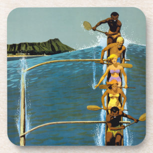 Travel Poster For United Air Lines To Hawaii Coaster