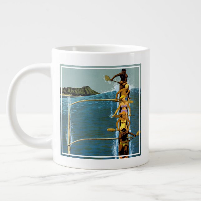 Travel Poster For United Air Lines To Hawaii Large Coffee Mug (Left)