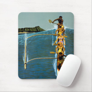 Travel Poster For United Air Lines To Hawaii Mouse Mat