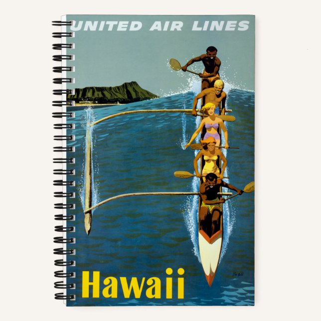 Travel Poster For United Air Lines To Hawaii Notebook (Front)