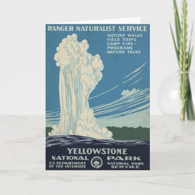 Travel Poster For Yellowstone National Park Card (Front)