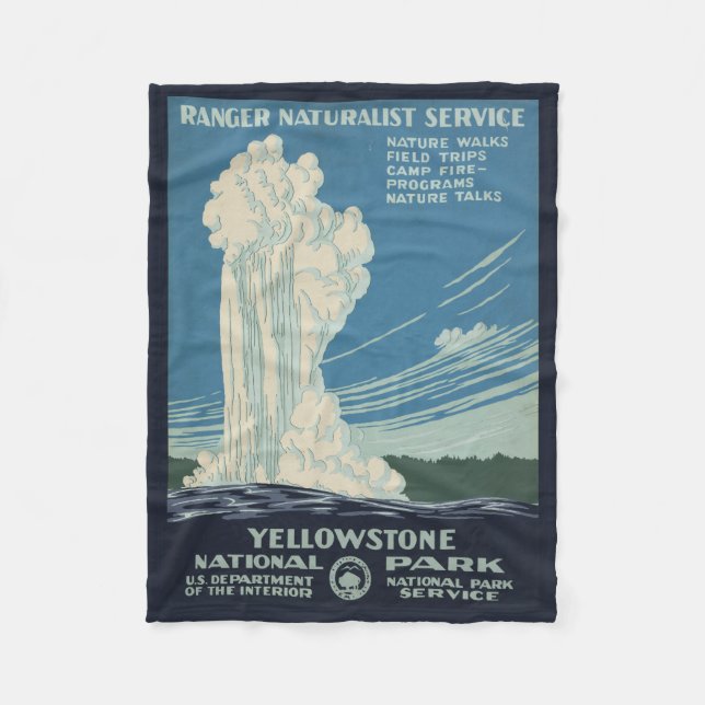 Travel Poster For Yellowstone National Park Fleece Blanket (Front)