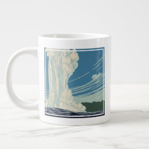 Travel Poster For Yellowstone National Park Large Coffee Mug