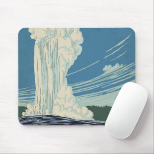 Travel Poster For Yellowstone National Park Mouse Mat