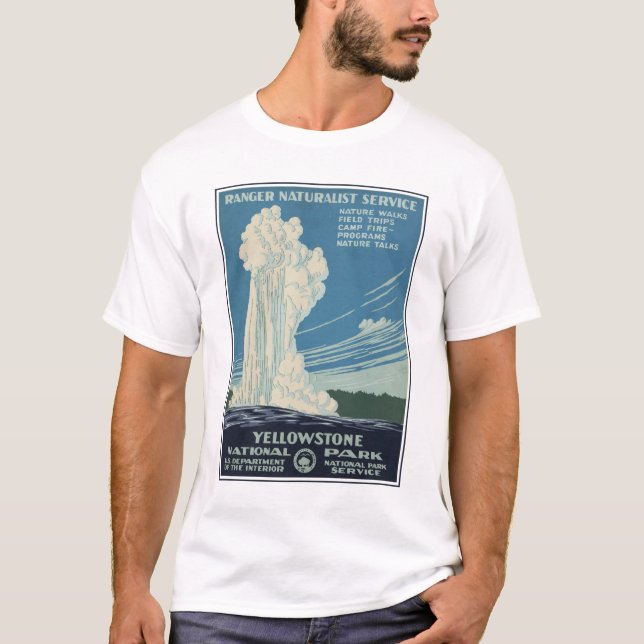 Travel Poster For Yellowstone National Park T-Shirt (Front)