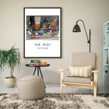 Travel Poster, Ha Noi Vietnam, Customisable