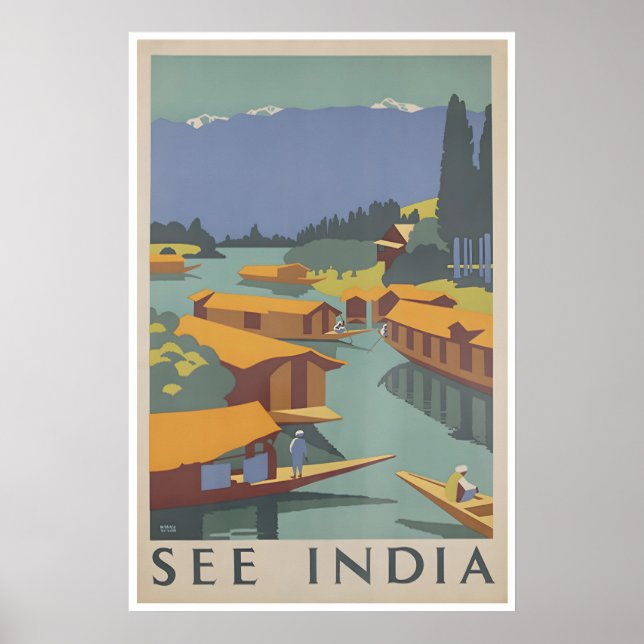 Travel Poster India Art Print Retro (Front)