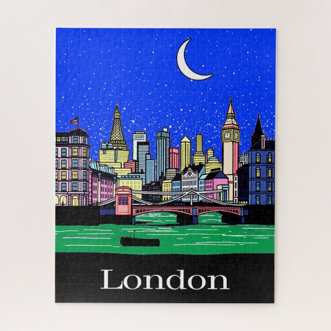 Travel Poster of London under the Night Sky Jigsaw Puzzle (Vertical)