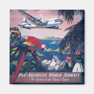 Travel Poster Of Seaplane Flying Over Caribbean Magnet