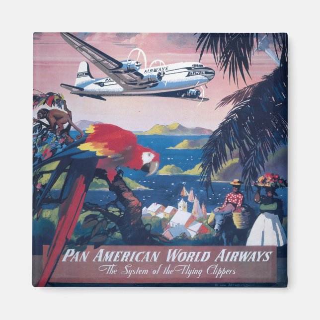Travel Poster Of Seaplane Flying Over Caribbean Magnet (Front)