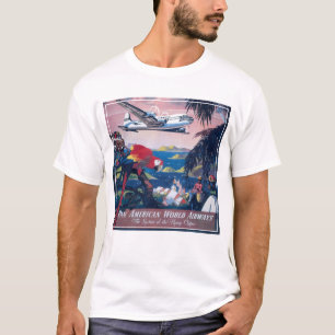 Travel Poster Of Seaplane Flying Over Caribbean T-Shirt