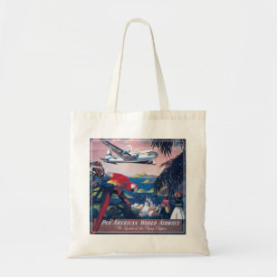 Travel Poster Of Seaplane Flying Over Caribbean Tote Bag