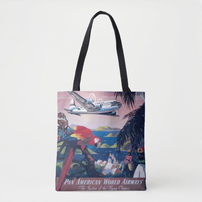 Travel Poster Of Seaplane Flying Over Caribbean Tote Bag (Front)