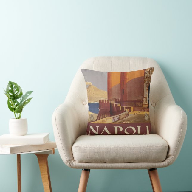 Travel Poster Of Vesuvius And The Bay Of Naples Cushion (Chair)