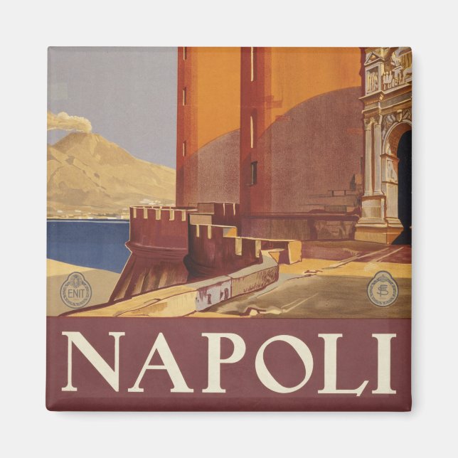 Travel Poster Of Vesuvius And The Bay Of Naples Magnet (Front)