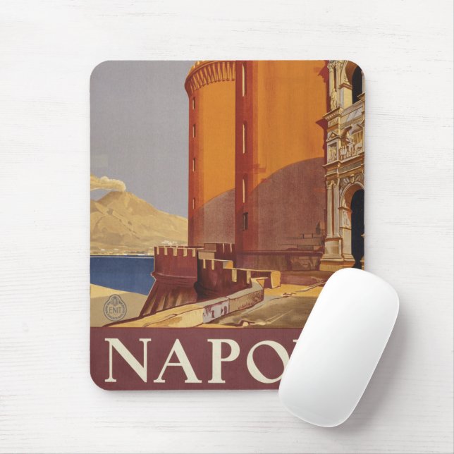 Travel Poster Of Vesuvius And The Bay Of Naples Mouse Mat (With Mouse)