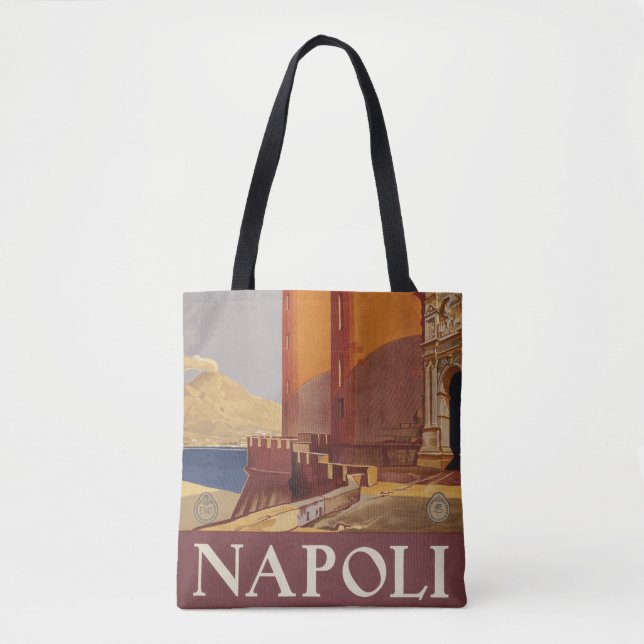 Travel Poster Of Vesuvius And The Bay Of Naples Tote Bag (Front)