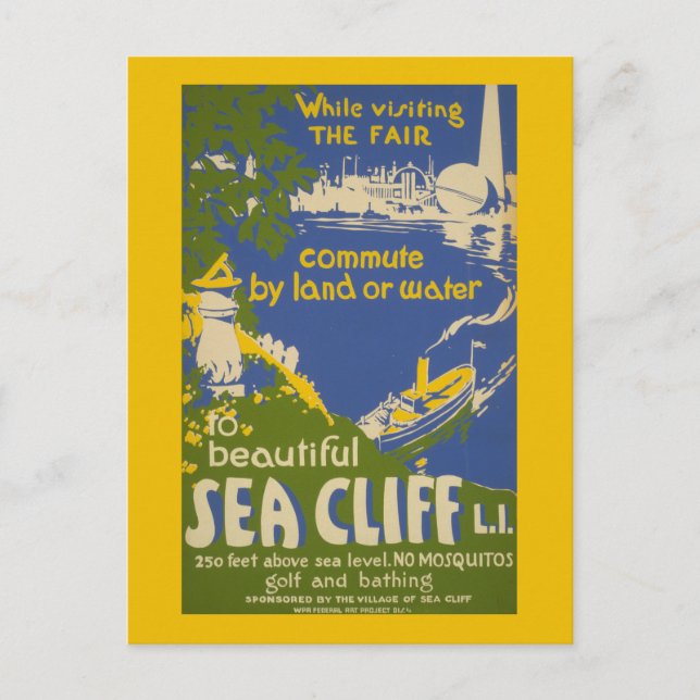 Travel Poster Promoting Sea Cliff, Long Island 2 Postcard (Front)