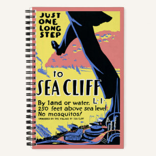 Travel Poster Promoting Sea Cliff, Long Island Notebook
