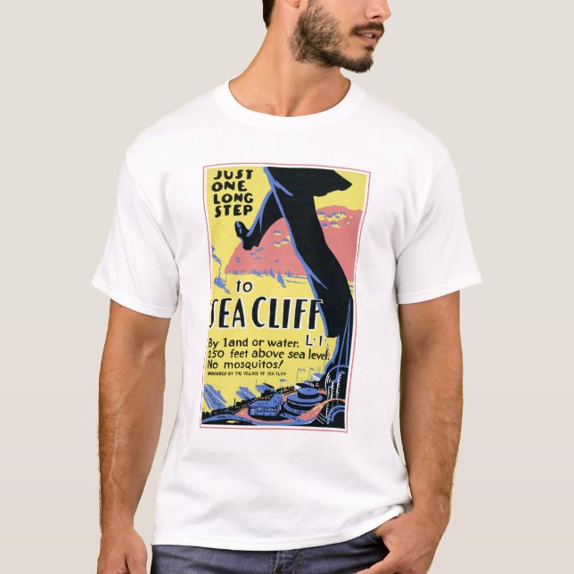 Travel Poster Promoting Sea Cliff, Long Island T-Shirt (Front)