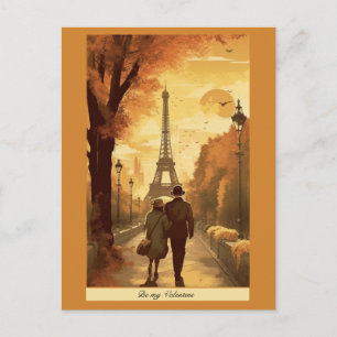 Travel Poster, Romance in Paris customisable Postcard