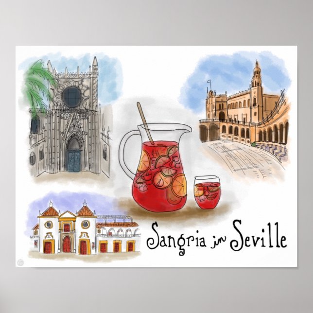 Travel Poster: Sangria in Seville Spain Poster (Front)