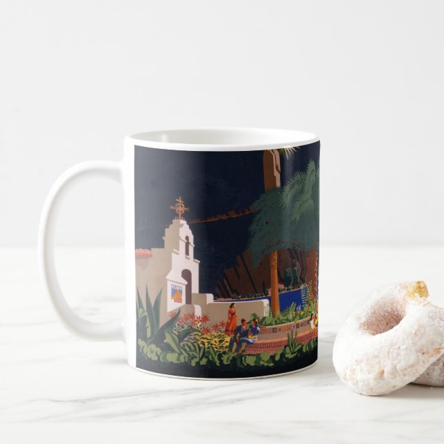 Travel Poster - Santa Catalina Island, California Coffee Mug (With Donut)