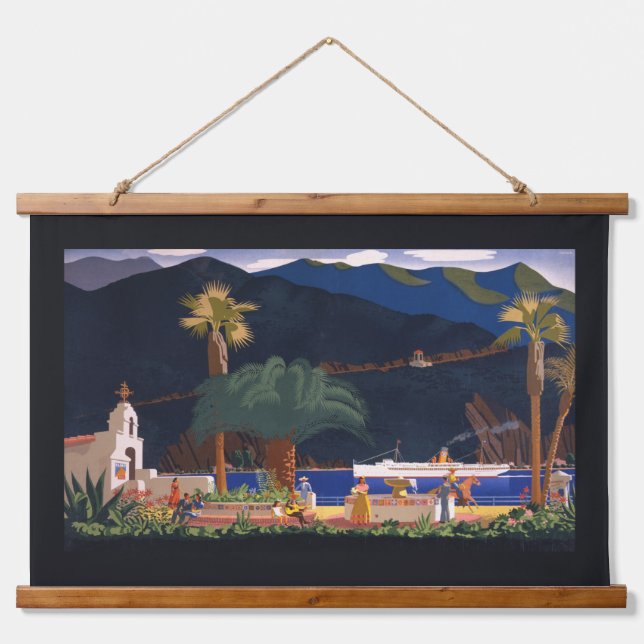 Travel Poster - Santa Catalina Island, California Hanging Tapestry (Front)