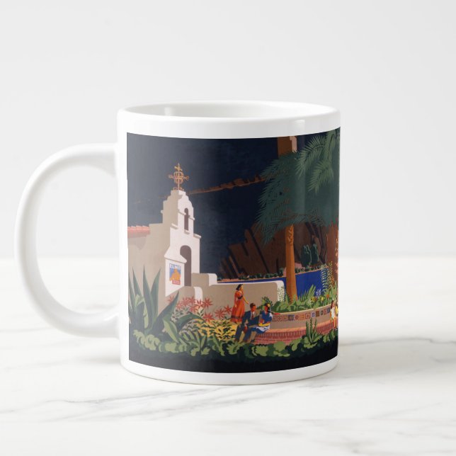 Travel Poster - Santa Catalina Island, California Large Coffee Mug (Left)