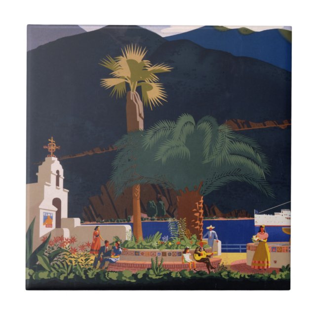 Travel Poster - Santa Catalina Island, California Tile (Front)