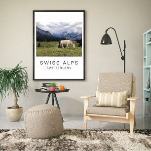 Travel Poster, Swiss Cow, Customisable Poster