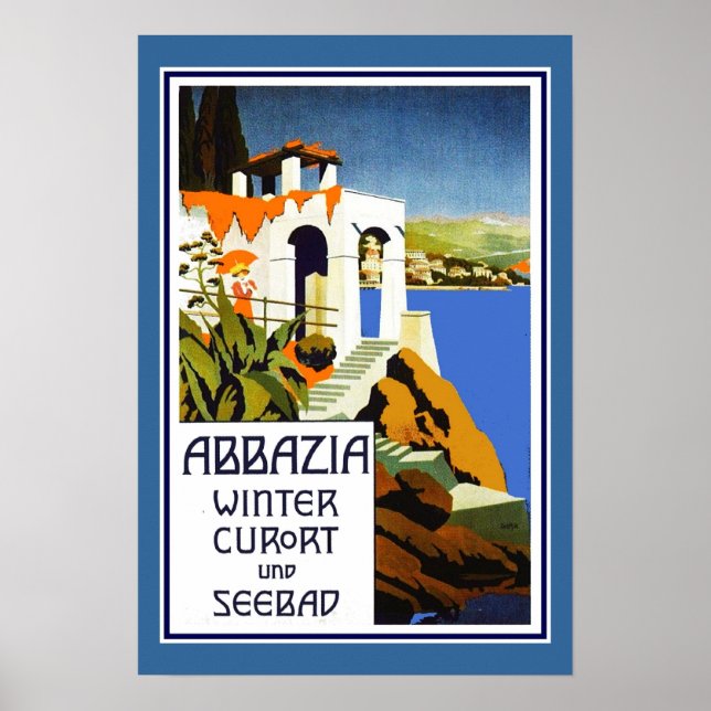 Travel Poster Vintage Abbazia Italy (Front)