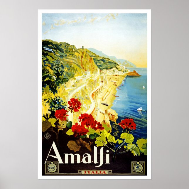 Travel Poster Vintage Amalfi Italy Europe (Front)